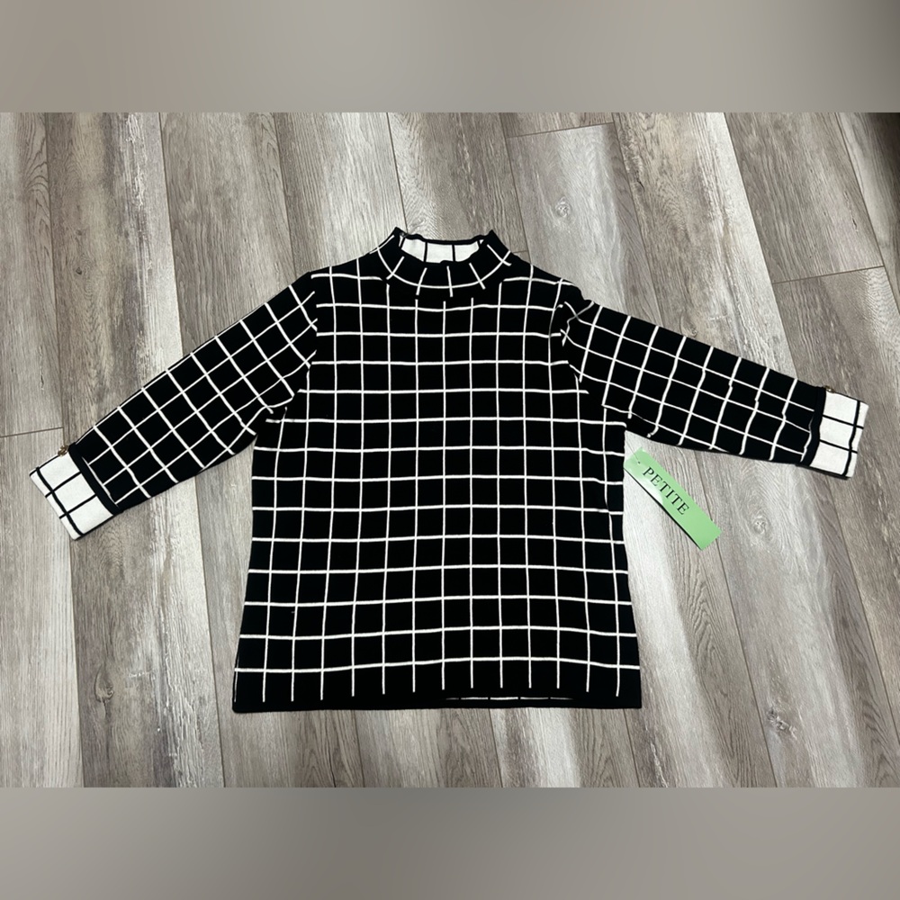 Sienna & Sage Windowpane Plaid Sweater, NWT